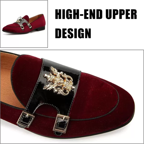 JITAI Mens Loafers Tuxedo Shoes Dress Shoes for Men Velvet Loafers Wedding ShoesRed02
