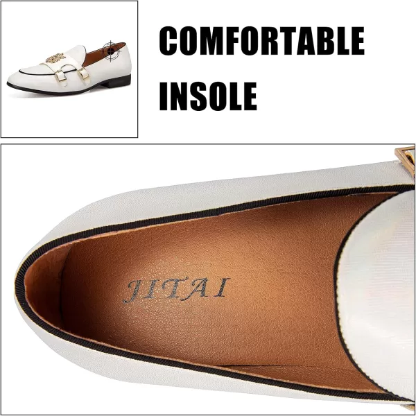 JITAI Mens Loafers Tuxedo Shoes Dress Shoes for Men Velvet Loafers Wedding ShoesWhite02