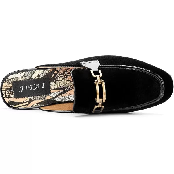 JITAI Mens Mules Velvet Slippers SlipOn Loafers for Men Casual Open Backless SandalsBlack131