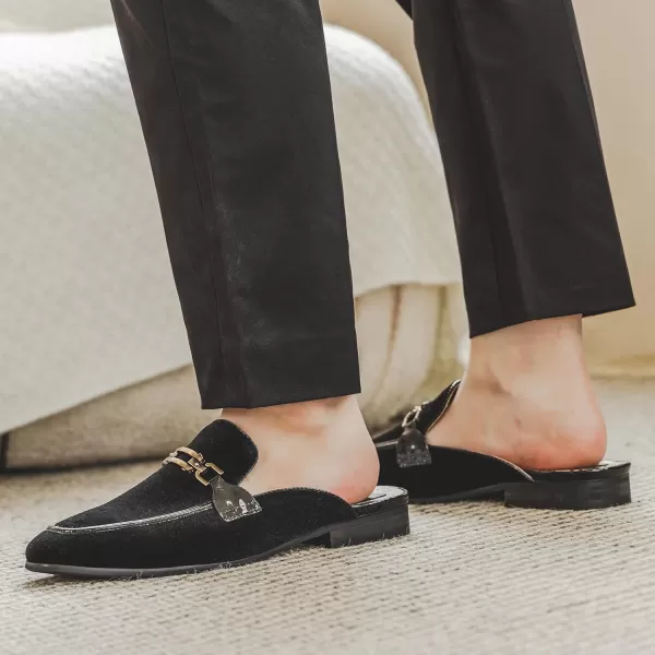 JITAI Mens Mules Velvet Slippers SlipOn Loafers for Men Casual Open Backless SandalsBlack131