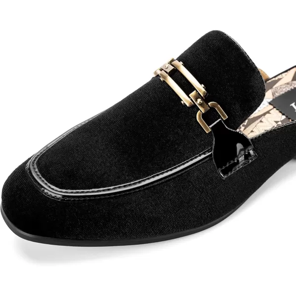 JITAI Mens Mules Velvet Slippers SlipOn Loafers for Men Casual Open Backless SandalsBlack131