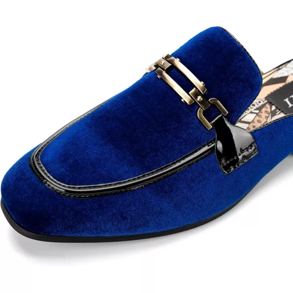 JITAI Mens Mules Velvet Slippers SlipOn Loafers for Men Casual Open Backless SandalsBlue131