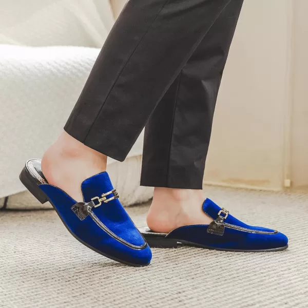 JITAI Mens Mules Velvet Slippers SlipOn Loafers for Men Casual Open Backless SandalsBlue131