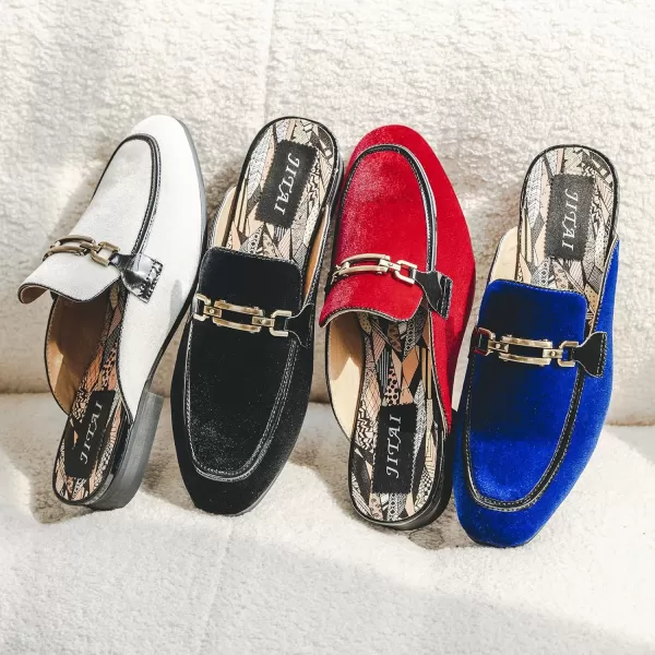 JITAI Mens Mules Velvet Slippers SlipOn Loafers for Men Casual Open Backless SandalsBlue131