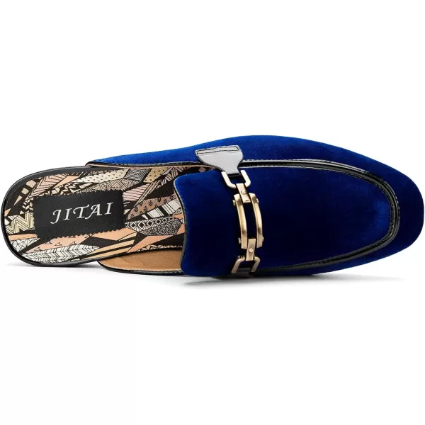 JITAI Mens Mules Velvet Slippers SlipOn Loafers for Men Casual Open Backless SandalsBlue131