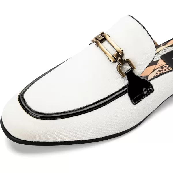 JITAI Mens Mules Velvet Slippers SlipOn Loafers for Men Casual Open Backless SandalsWhite131