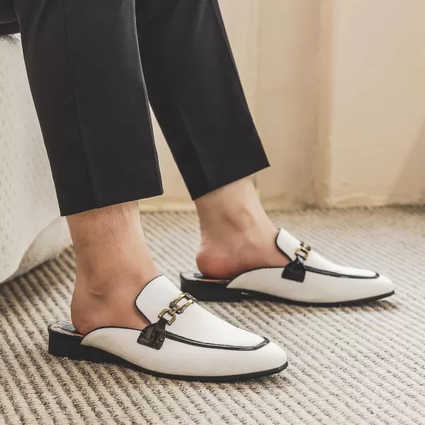 JITAI Mens Mules Velvet Slippers SlipOn Loafers for Men Casual Open Backless SandalsWhite131