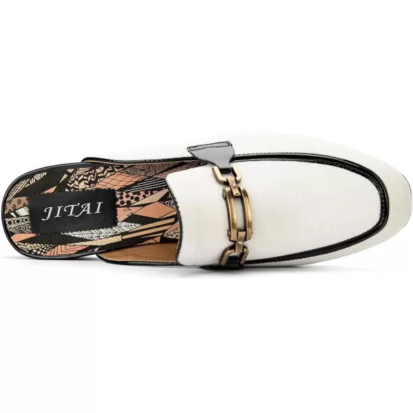 JITAI Mens Mules Velvet Slippers SlipOn Loafers for Men Casual Open Backless SandalsWhite131