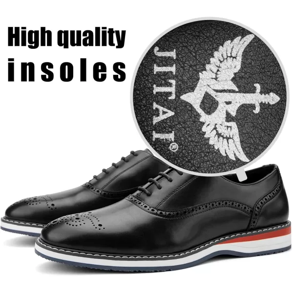 JITAI Mens Oxford Dress Shoes Lightweight Fashion Shoes with Wingtip Brogue ampamp Laceup DesignBlack02