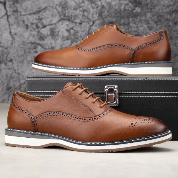 JITAI Mens Oxford Dress Shoes Lightweight Fashion Shoes with Wingtip Brogue ampamp Laceup DesignBrown02