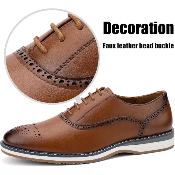 JITAI Mens Oxford Dress Shoes Lightweight Fashion Shoes with Wingtip Brogue ampamp Laceup DesignBrown02
