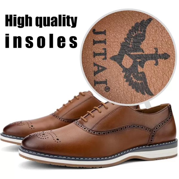 JITAI Mens Oxford Dress Shoes Lightweight Fashion Shoes with Wingtip Brogue ampamp Laceup DesignBrown02