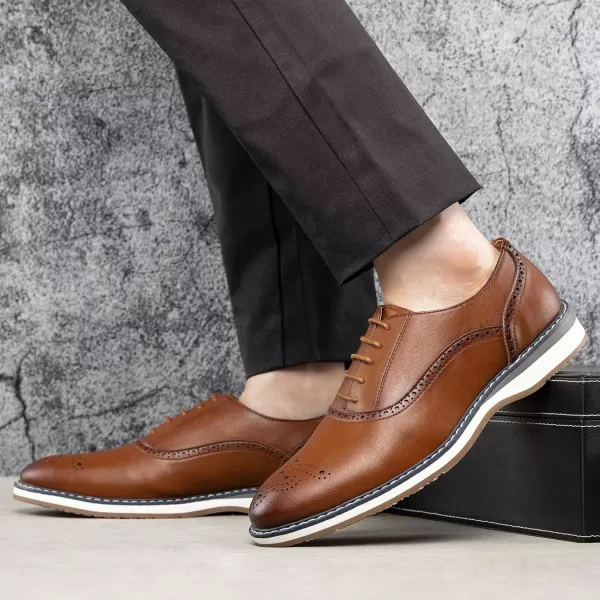 JITAI Mens Oxford Dress Shoes Lightweight Fashion Shoes with Wingtip Brogue ampamp Laceup DesignBrown02