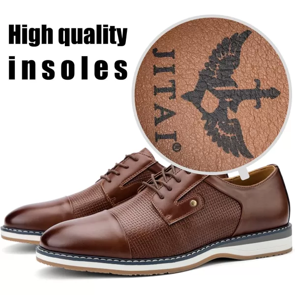 JITAI Mens Oxford Dress Shoes Lightweight Fashion Shoes with Wingtip Brogue ampamp Laceup DesignBrown03