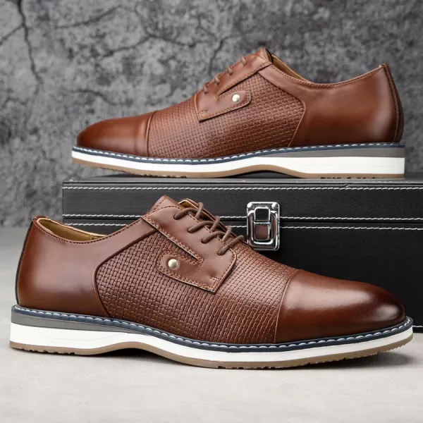 JITAI Mens Oxford Dress Shoes Lightweight Fashion Shoes with Wingtip Brogue ampamp Laceup DesignBrown03