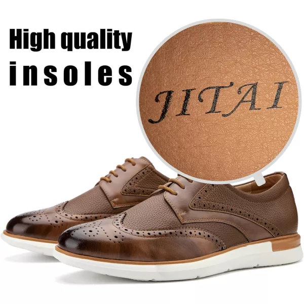 JITAI Mens Oxford Dress Shoes Lightweight Fashion Shoes with Wingtip Brogue ampamp Laceup DesignBrown04