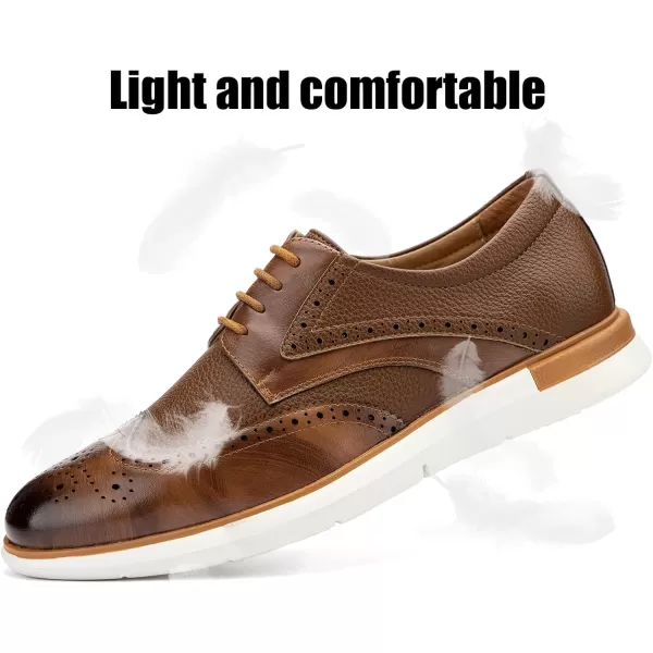JITAI Mens Oxford Dress Shoes Lightweight Fashion Shoes with Wingtip Brogue ampamp Laceup DesignBrown04
