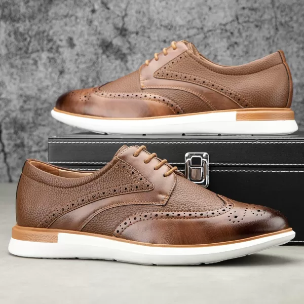 JITAI Mens Oxford Dress Shoes Lightweight Fashion Shoes with Wingtip Brogue ampamp Laceup DesignBrown04