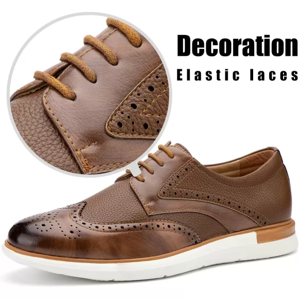 JITAI Mens Oxford Dress Shoes Lightweight Fashion Shoes with Wingtip Brogue ampamp Laceup DesignBrown04