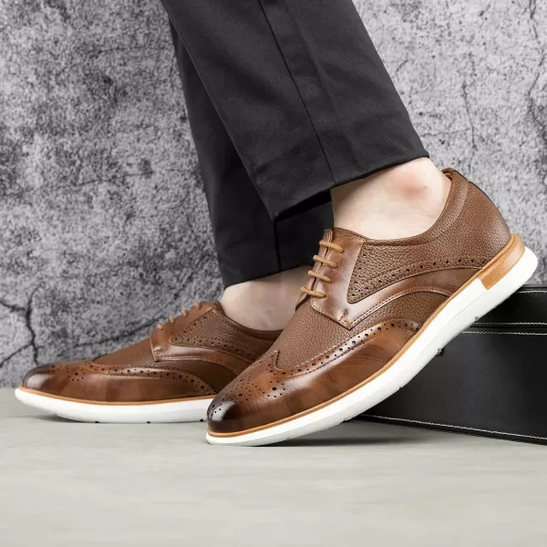 JITAI Mens Oxford Dress Shoes Lightweight Fashion Shoes with Wingtip Brogue ampamp Laceup DesignBrown04