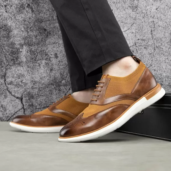JITAI Mens Oxford Dress Shoes Lightweight Fashion Shoes with Wingtip Brogue ampamp Laceup DesignBrown05