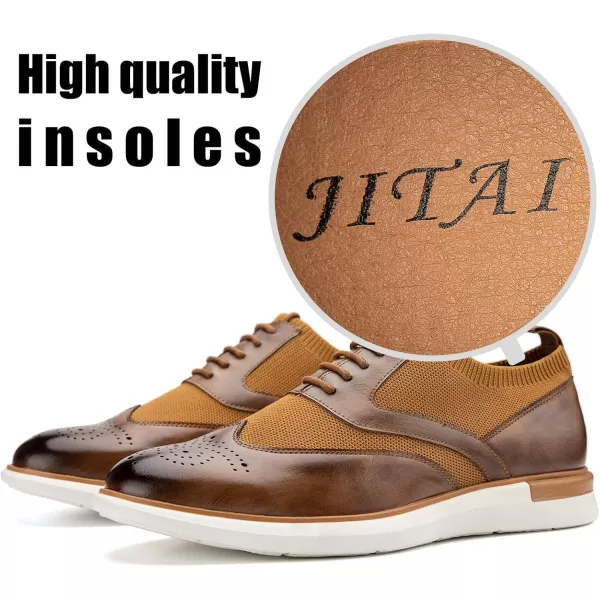 JITAI Mens Oxford Dress Shoes Lightweight Fashion Shoes with Wingtip Brogue ampamp Laceup DesignBrown05
