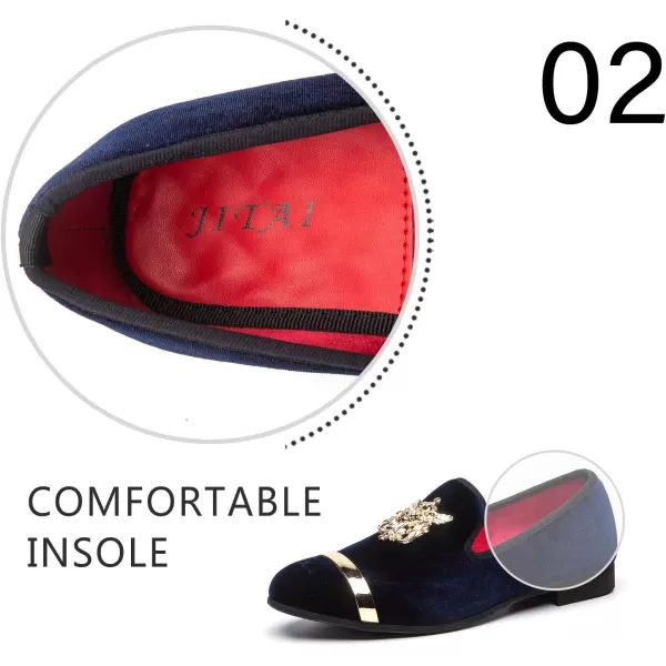 JITAI Mens Penny SlipOn Leather Lined Loafer Luxury Men ShoesBlue02