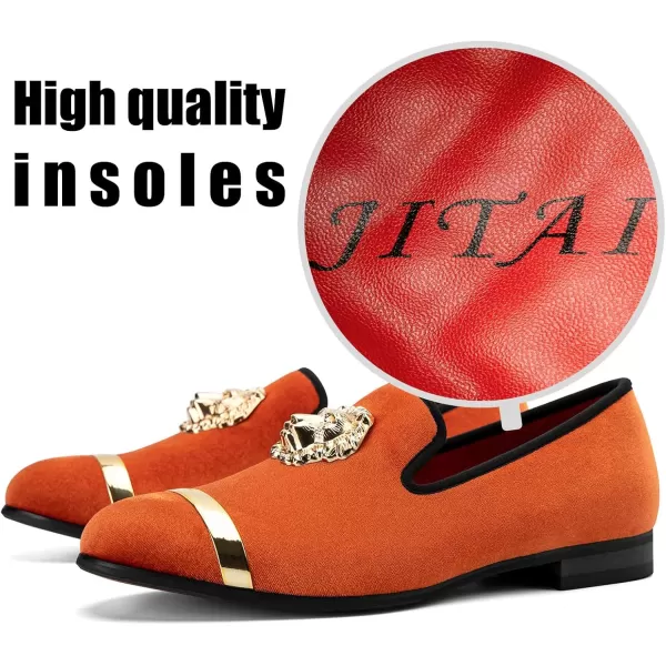JITAI Mens Penny SlipOn Leather Lined Loafer Luxury Men ShoesOrange01