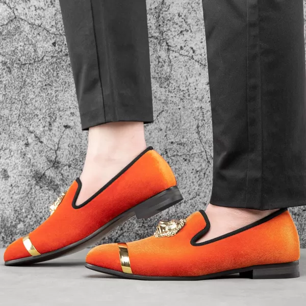 JITAI Mens Penny SlipOn Leather Lined Loafer Luxury Men ShoesOrange01