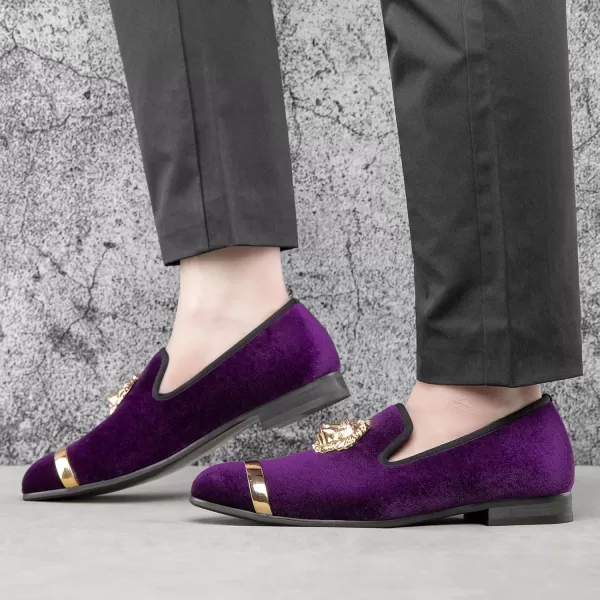 JITAI Mens Penny SlipOn Leather Lined Loafer Luxury Men ShoesPurple01