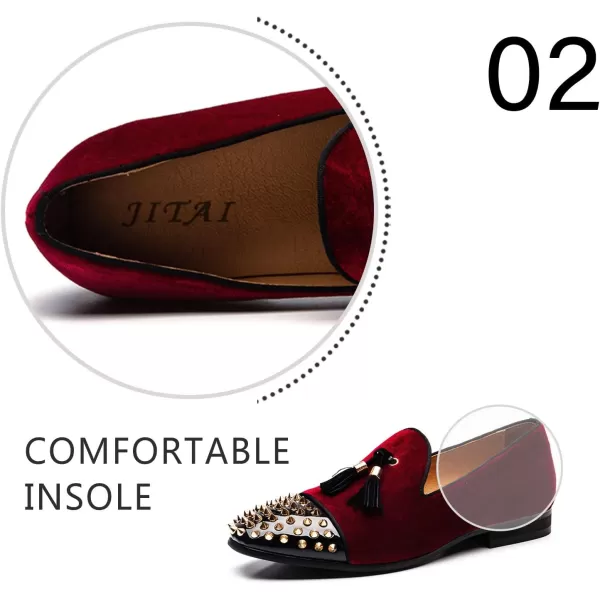 JITAI Mens Penny SlipOn Leather Lined Loafer Luxury Men ShoesRed04