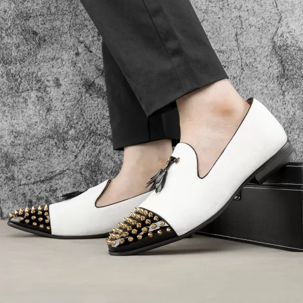 JITAI Mens Penny SlipOn Leather Lined Loafer Luxury Men ShoesWhite04