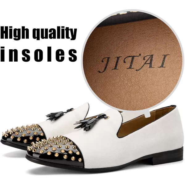 JITAI Mens Penny SlipOn Leather Lined Loafer Luxury Men ShoesWhite04