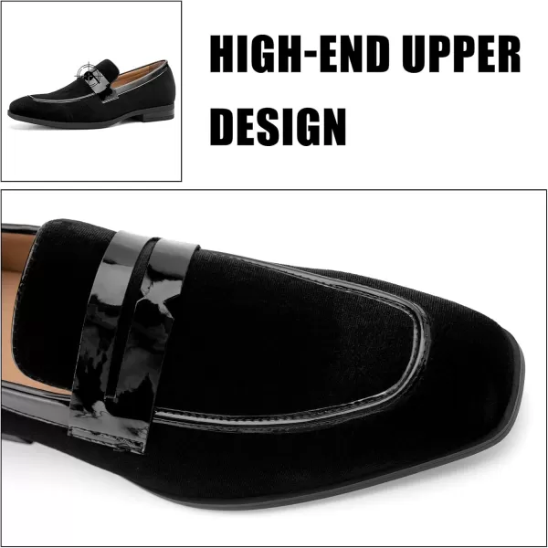 JITAI Mens Velvet Loafers Dress Shoes Loafers for Men Tuxedo Suit ShoesBlack24