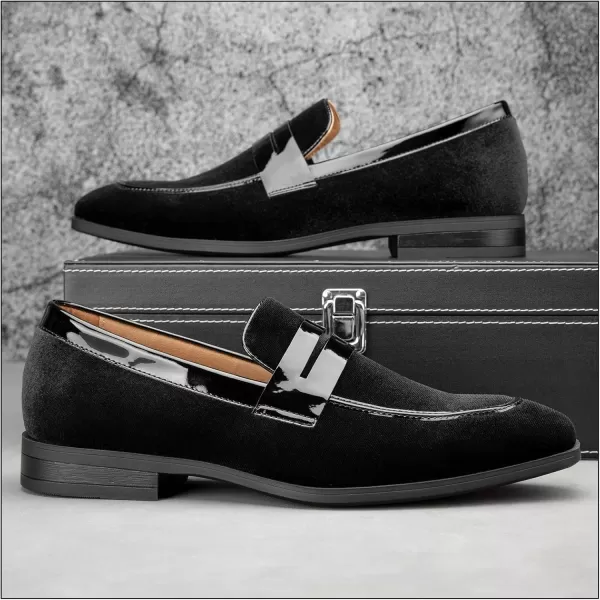 JITAI Mens Velvet Loafers Dress Shoes Loafers for Men Tuxedo Suit ShoesBlack24
