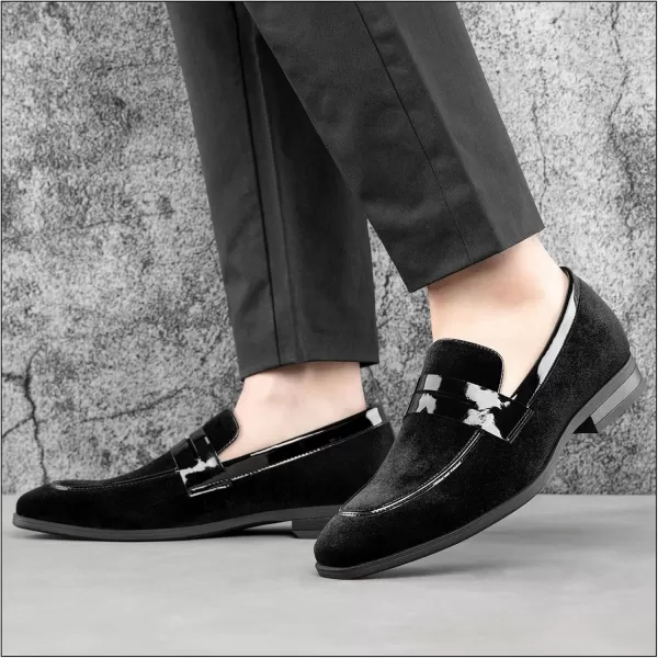 JITAI Mens Velvet Loafers Dress Shoes Loafers for Men Tuxedo Suit ShoesBlack24
