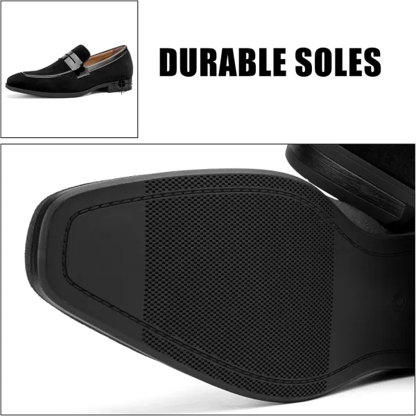 JITAI Mens Velvet Loafers Dress Shoes Loafers for Men Tuxedo Suit ShoesBlack24