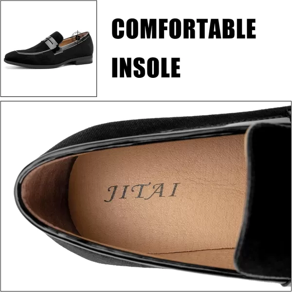 JITAI Mens Velvet Loafers Dress Shoes Loafers for Men Tuxedo Suit ShoesBlack24