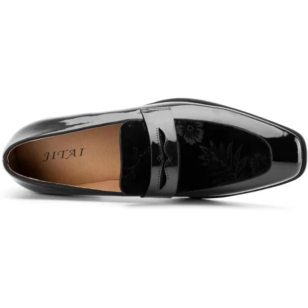JITAI Mens Velvet Loafers Dress Shoes Loafers for Men Tuxedo Suit ShoesBlack31