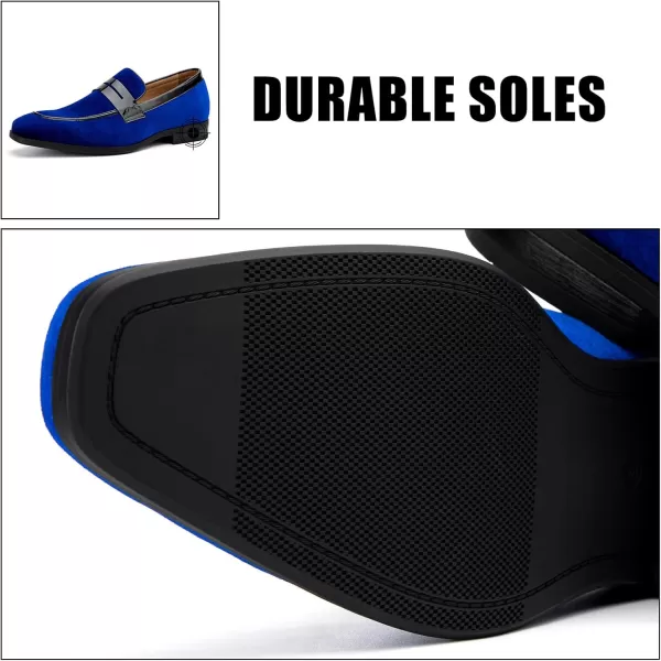 JITAI Mens Velvet Loafers Dress Shoes Loafers for Men Tuxedo Suit ShoesBlue24