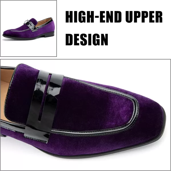 JITAI Mens Velvet Loafers Dress Shoes Loafers for Men Tuxedo Suit ShoesPurple24