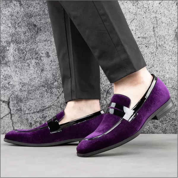 JITAI Mens Velvet Loafers Dress Shoes Loafers for Men Tuxedo Suit ShoesPurple24