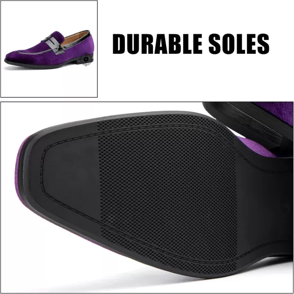 JITAI Mens Velvet Loafers Dress Shoes Loafers for Men Tuxedo Suit ShoesPurple24