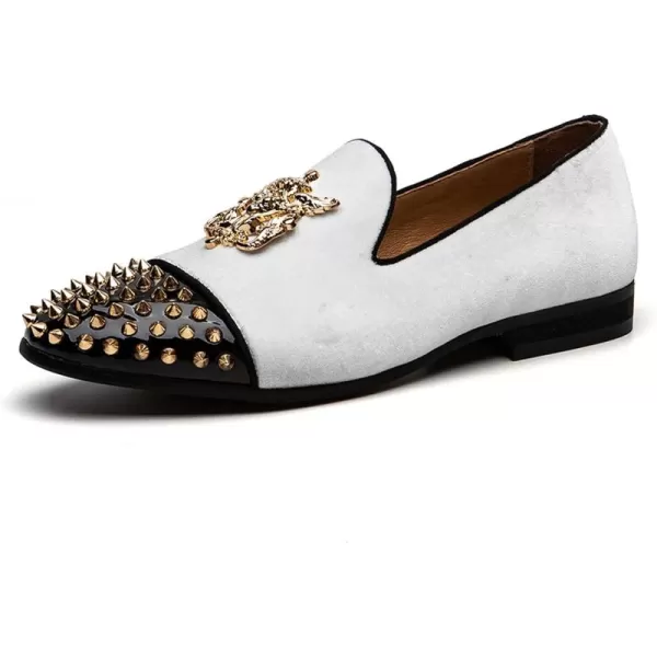 JITAI Men Loafers SlipOn Shoes for Men Fashion Dress Shoes Tuxedo ShoesWhite01