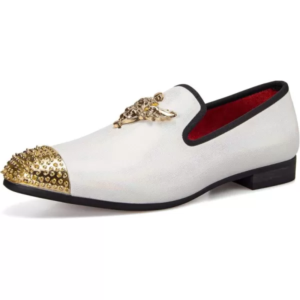 JITAI Men Loafers SlipOn Shoes for Men Fashion Dress Shoes Tuxedo ShoesWhite02