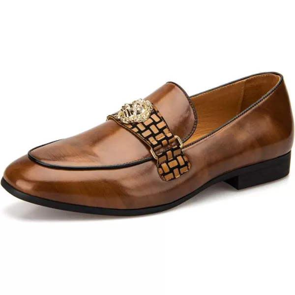 JITAI Mens Loafers Tuxedo Shoes Dress Shoes for Men Velvet Loafers Wedding ShoesBrown07