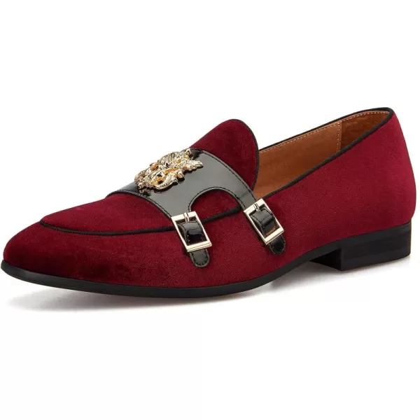 JITAI Mens Loafers Tuxedo Shoes Dress Shoes for Men Velvet Loafers Wedding ShoesRed02
