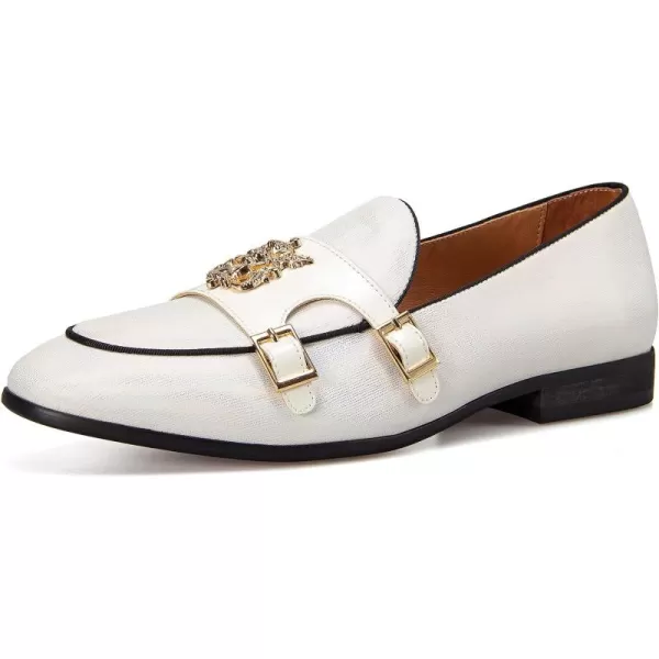 JITAI Mens Loafers Tuxedo Shoes Dress Shoes for Men Velvet Loafers Wedding ShoesWhite02