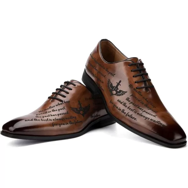 JITAI Mens Oxford Shoes Mens Casual Dress Shoes Lace Up Fashion ShoesBrown06
