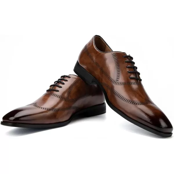 JITAI Mens Oxford Shoes Mens Casual Dress Shoes Lace Up Fashion ShoesBrown07